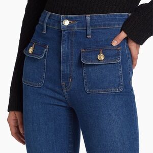 NWT Derek Lam 10 Crosby Brandi Patch Pocket Flare Jeans in Bedford Dark
